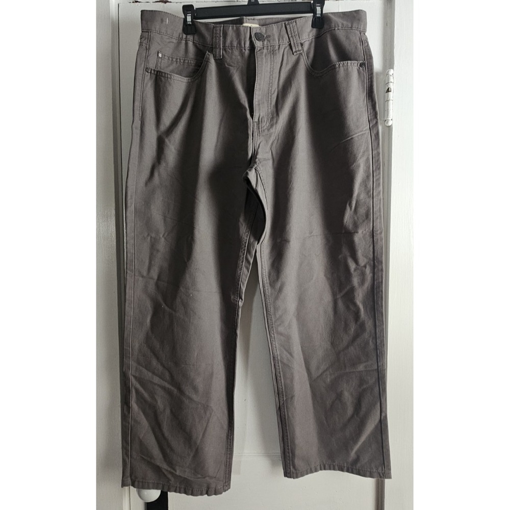 NWT BLUE MOUNTAIN men's 40x30 flat front 5 pockets work grey taupe pants‎